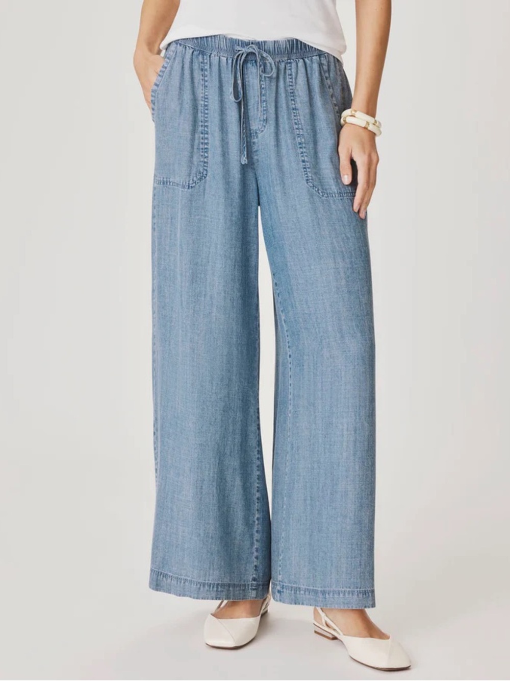 Splendid Light Blue Wide Leg Chambray Pants